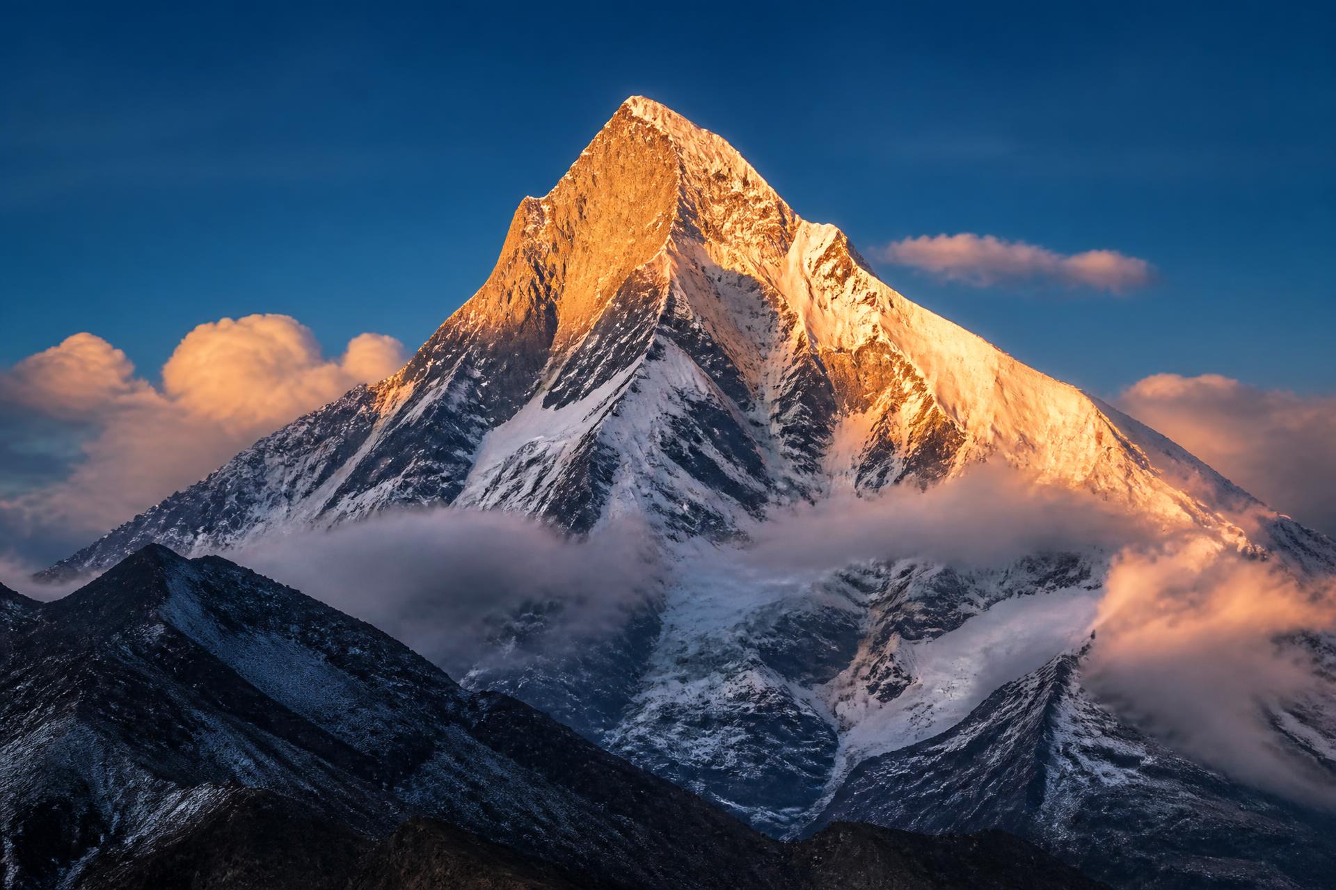 Mountain peak at sunrise